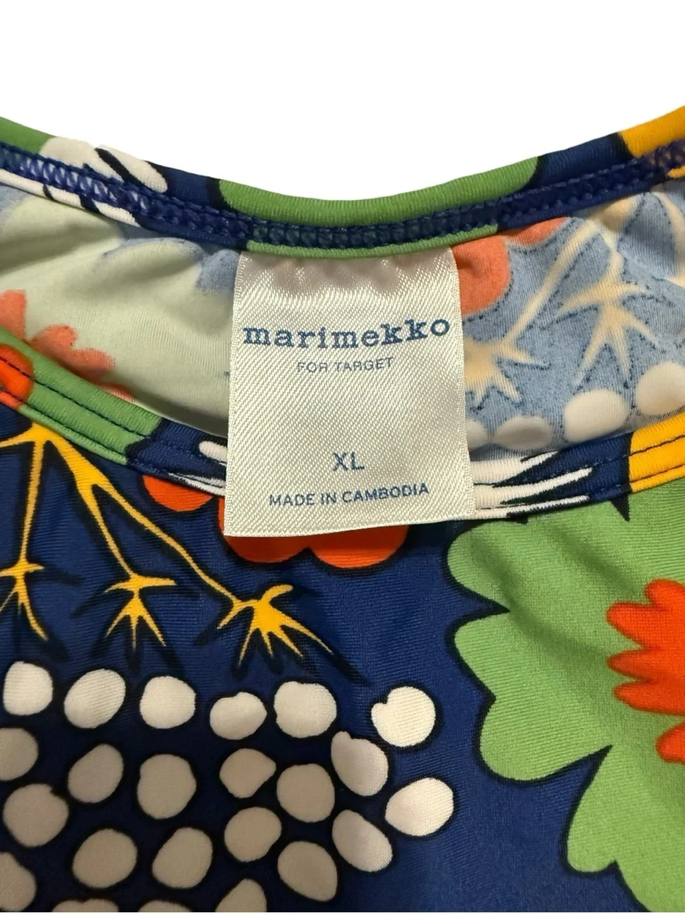 Marimekko for Target Girls XL Floral Rash Guard Swim Top Blue Retro Print